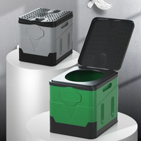 Toilette pliable miniature en plastique portable pour le camping en plein air, légère, multifonctionnelle, durable, WC temporaire d'urgence