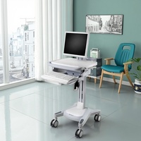 Chariot d'hôpital multifonctionnel en alliage d'aluminium à hauteur variable et personnalisable, avec support pour moniteur et clavier