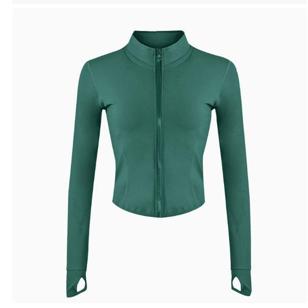 Cross Border Women's Compression Fitness Sports Tops Running Breathable Quick Drying Spandex/Nylon Long Sleeved Yoga Zipper