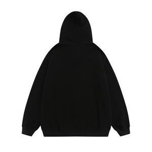 Sudadera con capucha extragrande SA2607 de estilo urbano, de poliéster y algodón grueso, con logotipo 3D personalizado, efecto vintage desgastado, cremallera, estampado y parche bordado. - Product Image 3