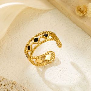 Custom Vintage Colorful Enamel <b>Adjustable</b> <b>Ring</b> Open Gold Plated Wholesale Jewelry Stainless Steel Geometric <b>Rings</b> Women Men - Product Image 1