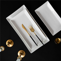 Assiettes rectangulaires modernes pour mariage, hôtel, restaurant, dîner, vente en gros, vaisselle, assiette en porcelaine blanche