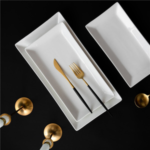 Assiettes rectangulaires modernes pour mariage, hôtel, restaurant, dîner, vente en gros, vaisselle, <span class=keywords><strong>assiette</strong></span> en porcelaine blanche - Product Image 4