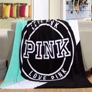 Горячая распродажа, индивидуальная цифровая печать, премиум-письмо, VS, Фланелевое флисовое Сублимационное розовое одеяло с логотипом