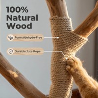 Arbre à chat moderne de luxe en laine écologique avec panier suspendu, durable pour usage intérieur, griffoir et structure d'escalade, facile à assembler (carton de Noël)