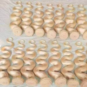 Extensions de cheveux brésiliens blonds 613 à double trame, lisses, style bouclé <span class=keywords><strong>blond</strong></span> miel, mèches de cheveux humains pour tissage - Product Image 4