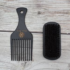 Kit de soin de la <span class=keywords><strong>barbe</strong></span> en bois, marque privée, peigne à cheveux <span class=keywords><strong>afro</strong></span> en bois noir, <span class=keywords><strong>brosse</strong></span> à <span class=keywords><strong>barbe</strong></span> en poils de sanglier pour hommes - Product Image 5