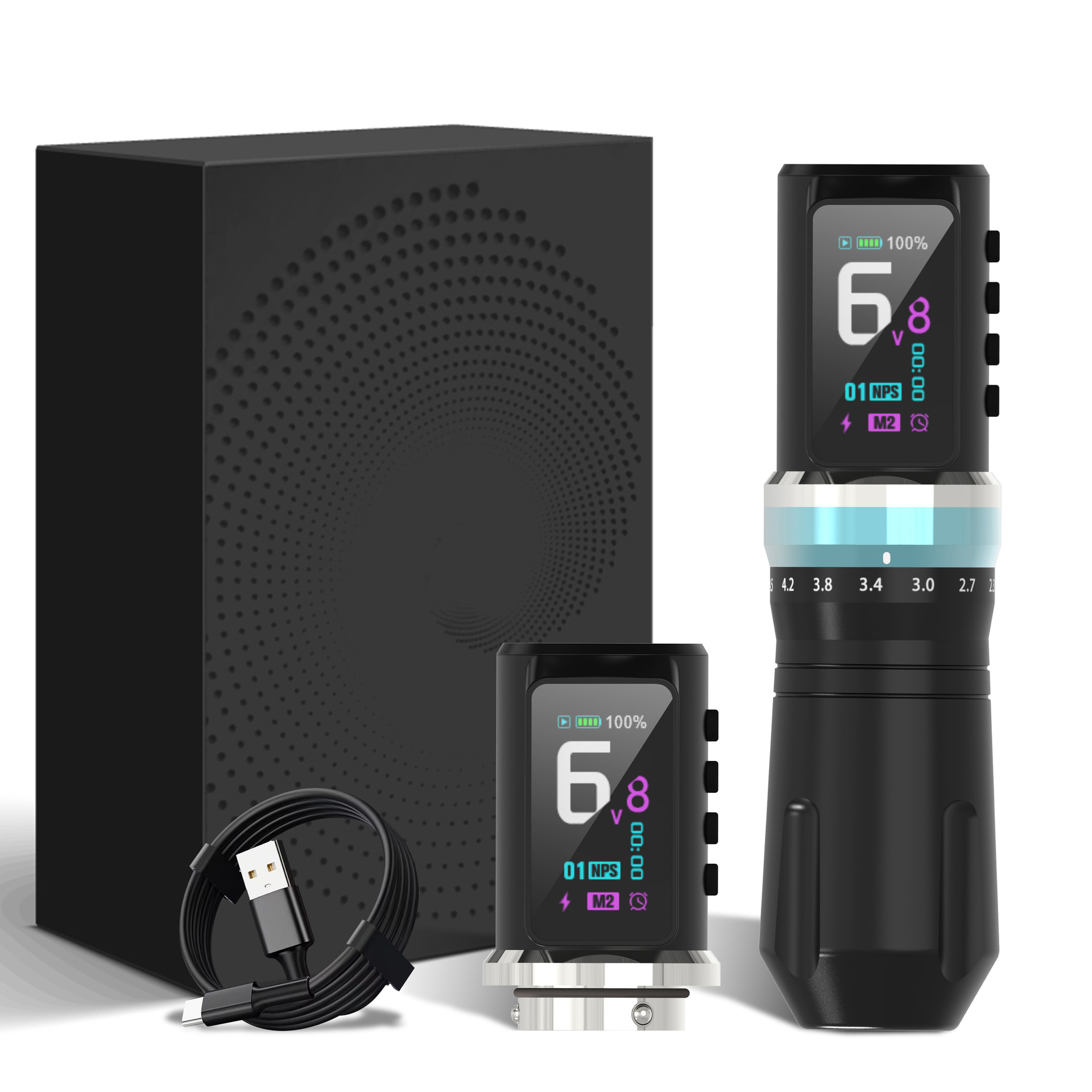 Black with blue ring