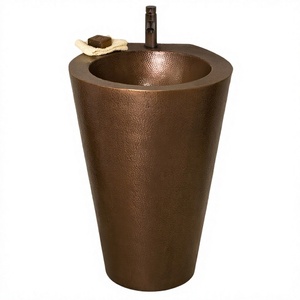 High Quality Pure Copper Hammered Bathroom Design Copper Pedestal <b>Sink</b> <b>for</b> Home & Hotel - Product Image 1