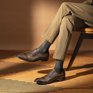 Men's Genuine Leather Waterproof Breathable Shoes Pointed Toe Business Lace-Up Oxford Style Wedding Theme - Product Image 2