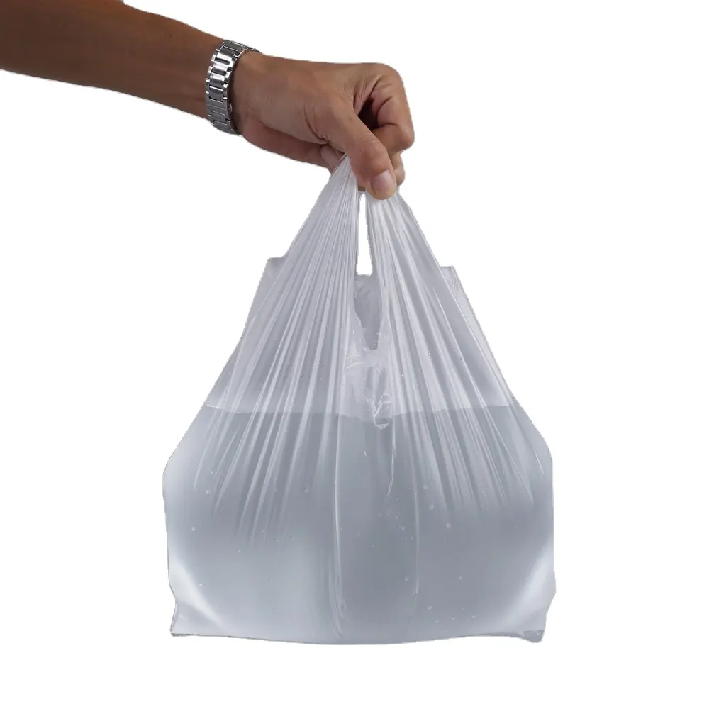 T Shirt Market Super Tas Belanja Putih dari Bahan Plastik Kanvas Tas Jinjing Desain Disesuaikan Hitam PE Pembuatan Pabrik Tas
