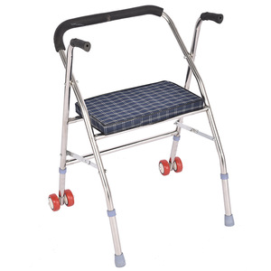 Walker With Seat Stainless Steel Wheeled <b>Rollator</b> For Seniors Rehabilitation Use - Product Image 1