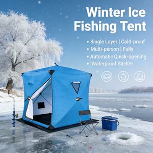 Tente de pêche sur glace d'hiver, abri imperméable à ouverture rapide entièrement automatique, monocouche, résistant au froid, pour plusieurs personnes, pour camping en extérieur - Product Image 2