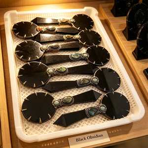 <span class=keywords><strong>Miroir</strong></span> en obsidienne noire, <span class=keywords><strong>miroir</strong></span> de divination en cristal portatif pour la méditation, le Wicca, la sorcellerie et la décoration spirituelle - Product Image 4