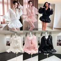OUDINA Fashion Wholesale Boutique Robe en dentelle élégante à deux pièces, à taille élastique et à superpositions irrégulières, Robes décontractées pour femmes