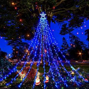 <span class=keywords><strong>Luces</strong></span> de <span class=keywords><strong>cascada</strong></span> azules con luz LED, decoraciones navideñas, 8 modos, <span class=keywords><strong>luces</strong></span> navideñas para árbol, decoraciones navideñas exteriores - Product Image 1