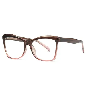 Latest Trendy Cat Eye Gradient Glasses Anti Blue Light Matte Tempered Glass Big Square Tr90 Frame