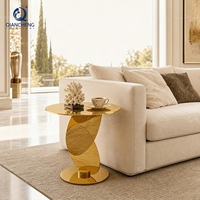 Table basse ronde de couleur personnalisée haut de gamme nouvelle personnalité créative Base en acier inoxydable Table d'appoint en miroir en titane