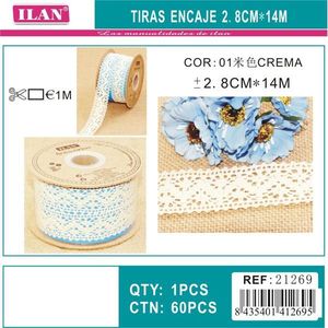 Strisce di pizzo 2,8 cm x 14 m colore crema per artigianato e decorazioni - Product Image 3