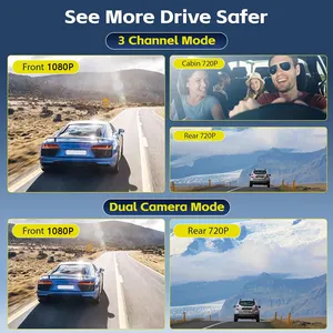 3 ช่อง 1080P WiFi กระจก Dash Cam ด้านหลังกล้องการมองเห็นได้ในเวลากลางคืน AHD กันน้ําสํารองกล้องสําหรับรถยนต์
