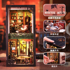 Casa en miniatura de la Agencia de Detectives CuteBee, modelo de madera para construir, rompecabezas de bloques de construcción, juguete para adolescentes y adultos - Product Image 1