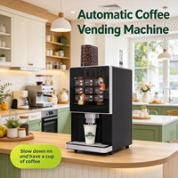Station de café libre-service sans personnel, distributeur automatique commercial, écran tactile 17 pouces, 12 saveurs, gestion cloud IoT