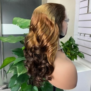 วิกผมลอนเด้งแบบไม่ต้องใช้กาว  ผมแท้ 100%  13x4  ฟรอนทัล  ความหนาแน่นเต็ม  สีน้ำตาล - Product Image 2