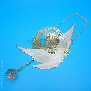 Colgante de metal con forma de ala de ángel, colgantes temáticos de imitación de oro con cadena para uso diario, accesorio unisex - Product Image 3