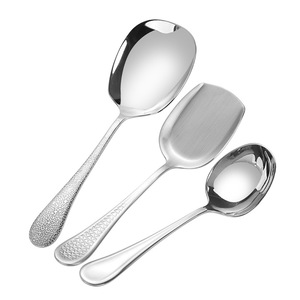 Cuchara para arroz de acero inoxidable 304 con acabado martillado, cuchara de servir doméstica con superficie de alto brillo - Product Image 1