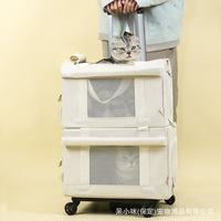 Sac de transport pour animaux de compagnie à double étage, sac à dos respirant grande capacité pour chat et chien, idéal pour les sorties, couleur unie
