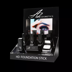 Factory Sale Counter Magnetic Front <b>Acrylic</b> Cosmetic Display Black <b>Acrylic</b> Color Eyeshadow Display Stand With Logo - Product Image 3