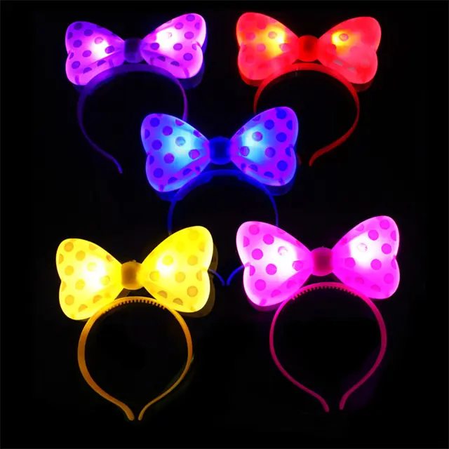 Toptan Light Up Bow Knot kafa Glow Hairbands Xmas parti olay malzemeleri parti iyilik için LED kafa bandı