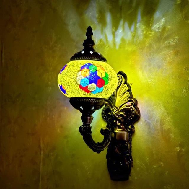 Romantic Turkish Art Wall Lamp Handmade Glass Mosaic Wall Sconce Indoor Retro Home Decoration LED Wall Light for Hotel Bar Cafe