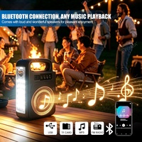 Lanterne solaire 5-en-1 avec haut-parleur Bluetooth, batterie externe, radio FM, lumière LED, lampe d'urgence portable pour le camping et les situations d'urgence
