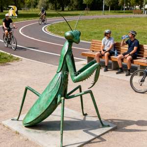 Decoración de parque público al aire libre diseño realista personalizado estatua de insecto grande <span class=keywords><strong>Mantis</strong></span> de escultura de bronce a la venta - Product Image 2