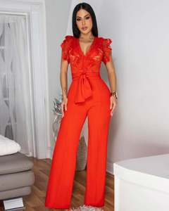 JHFS eleganza scollo a V con scollatura in <span class=keywords><strong>pizzo</strong></span> abito intero da donna abito posteriore con fasciatura larga <span class=keywords><strong>tuta</strong></span> Casual da festa - Product Image 6
