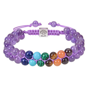Zierliche Natura Healing l Stein Armband Grün Aventurin Tigerauge Natürliche Perlen Doppel geflochten 7 Chakra Armbänder für Männer Frauen