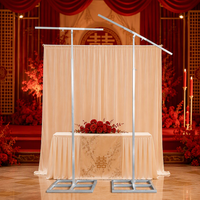 Support de toile de fond en métal argenté réglable en hauteur 150-300 cm pour toile de fond en tissu de mariage et décoration de réception