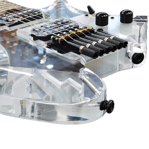 Guitarra Eléctrica GALYDA G580-L con Cuerpo de Acrílico Transparente, Pastillas H-H, Mástil de Arce, 6 Cuerdas, Diseño sin Cabeza - Product Image 1