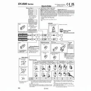 Vanne de commande d'électrovanne SYJ514-5LOZ-01 SMC Pneumatics - Product Image 1