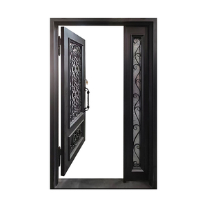 <span class=keywords><strong>Porte</strong></span> d'entrée extérieure en <span class=keywords><strong>fer</strong></span> forgé, design classique, sur mesure, une <span class=keywords><strong>porte</strong></span> et une demi-<span class=keywords><strong>porte</strong></span>, prix d'usine, pour maisons - Product Image 3