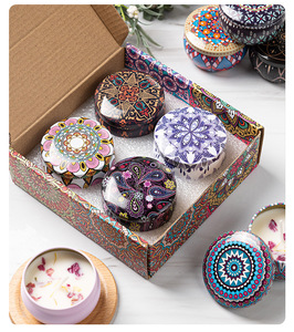 AIKUN vente en gros personnalisable Mandala <span class=keywords><strong>dessin</strong></span> thérapie à motifs fleurs séchées arôme bougies lourdes pour la décoration de la maison - Product Image 2