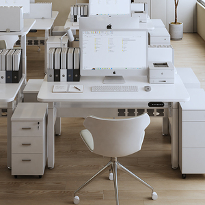 Escritorio de elevación de tres secciones con doble motor opuesto doble personalizado Escritorio de elevación eléctrico de pie síncrono de cuatro patas - Product Image 1