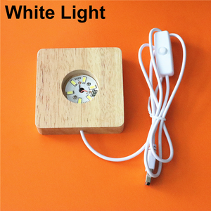 Bằng Gỗ Vuông LED Ánh Sáng Cơ Sở 8Cm Chiếu Sáng Hiển Thị Đứng Với 6 Đèn Led Ánh Sáng Ấm Áp Cho Pha Lê Bóng Nhựa Tự Làm Đêm Đèn - Product Image 5