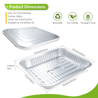 Barquette en aluminium jetable extra résistante 9x13 demi-taille pour la cuisson et le rôtissage, récipient en aluminium, plastique PP