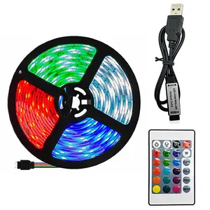 usb powered cable 50cm 1m 2m 3m 5m smd 5050 rgb color remote control kit tv backlight 5v led strip light usb