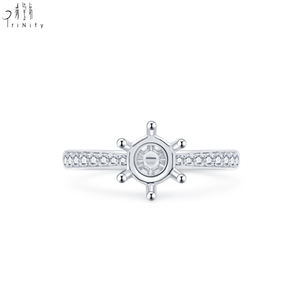 แหวนเพชรแท้ครึ่งวง ดีไซน์โรแมนติก ทองคำขาว 18K แท้ ขายดี สำหรับผู้หญิง เหมาะสำหรับเป็นแหวนหมั้น - Product Image 2