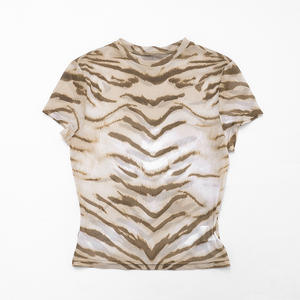 วิวิบลุค C26TP026 เสื้อยืดแขนสั้นพิมพ์ลายตาข่ายสำหรับผู้หญิง รุ่นใหม่ประจำฤดูร้อน ทรงเข้ารูป ครอปท็อป เสื้อยืดเบบี้ทีสำหรับผู้หญิง - Product Image 6