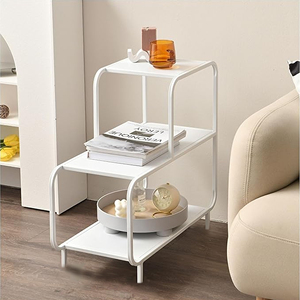 End <strong>Table</strong>, Iron Frame Narrow Side <strong>Table</strong> <strong>with</strong> 3-Tier Storage <strong>Shelf</strong>, Nightstand for Small Space Living Room Bedroom Patio - Product Image 1