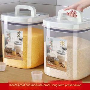 Récipients hermétiques en plastique pour le stockage des aliments avec couvercle Grain Réservoir transparent Baril de riz Distributeur de céréales avec anneau d'étanchéité en silicone - Product Image 6